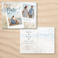 Modern Seaside Watercolor Beach Photo Wedding