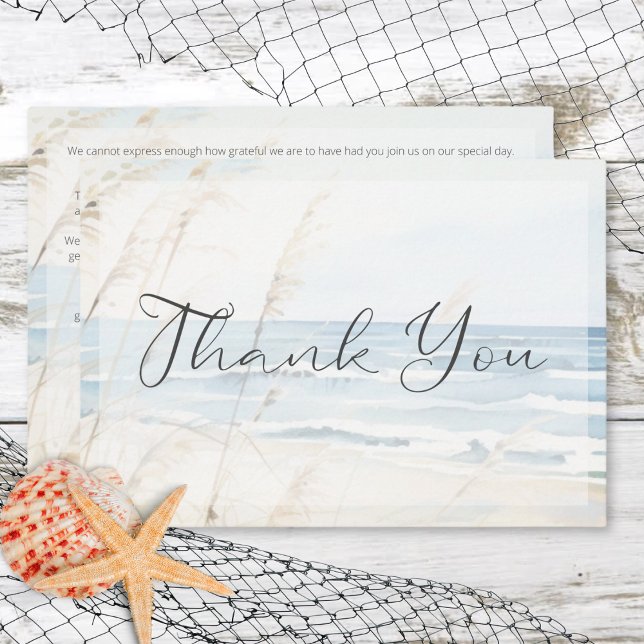 Modern Seaside Watercolor Beach Wedding Thank You Card (Modern Seaside Watercolor Beach Wedding Thank You Card)