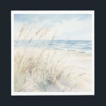 Modern Seaside Watercolor Bridal Shower Napkin<br><div class="desc">Elevate your bridal shower celebration with our exquisite Modern Seaside Watercolor Beach Bridal Shower paper napkins. Celebrate your special day with the simplicity and tranquillity of a watercolor beach scene. The soft blues of the peaceful sea and sky and the calming neutrals of the sand a sea grasses make this...</div>