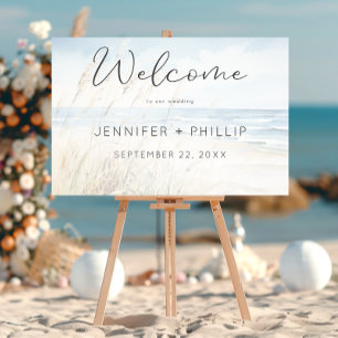Modern Seaside Watercolor Wedding Welcome Poster