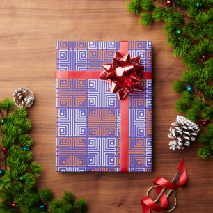 Modern Seasonal Contemporary Initial Birthday Wrapping Paper
