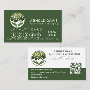 Modern seasonal lawn care and landscaping Loyalty  Business Card