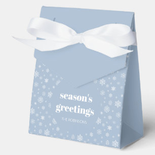 Modern Seasons Greetings Blue Snowflake Pattern Favour Box