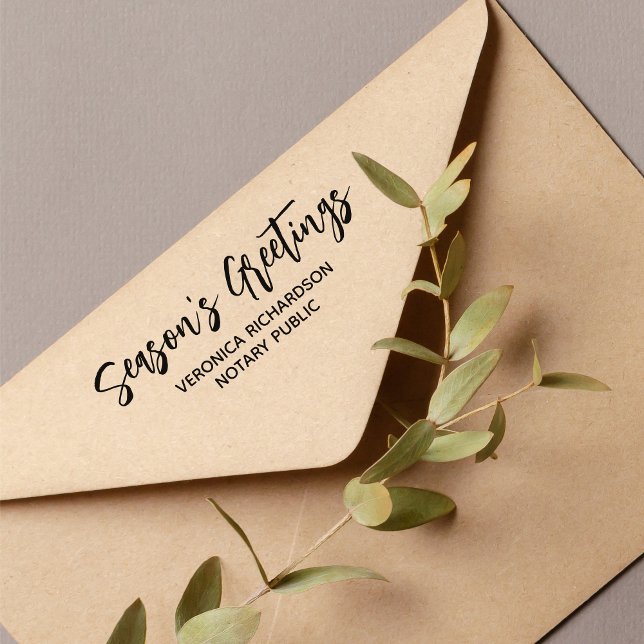 Modern Season's Greetings Notary Name Holiday  Self-inking Stamp (Creator Uploaded)