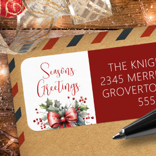 Modern Seasons Greetings Script Red Bow