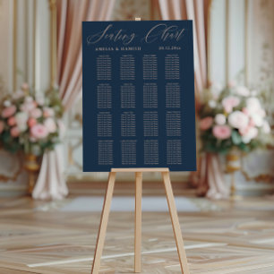 Modern Seating Chart Blue & Rose gold Wedding