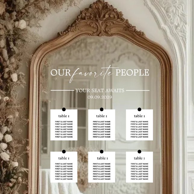 Modern Seating Chart Wedding Mirror Decal (Creator Uploaded)