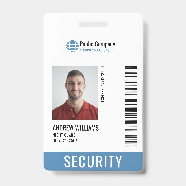 Modern Security Company Guard #Cust Request Badge ID Badge (Front)