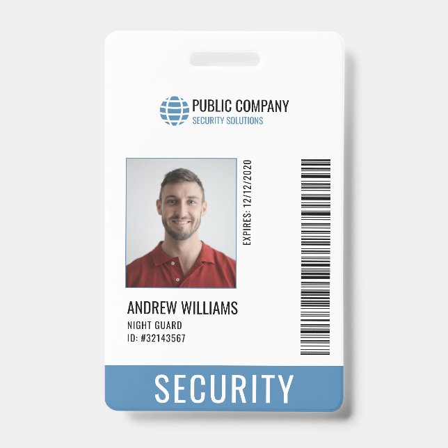 Modern Security Company Guard ID Badge (Front)