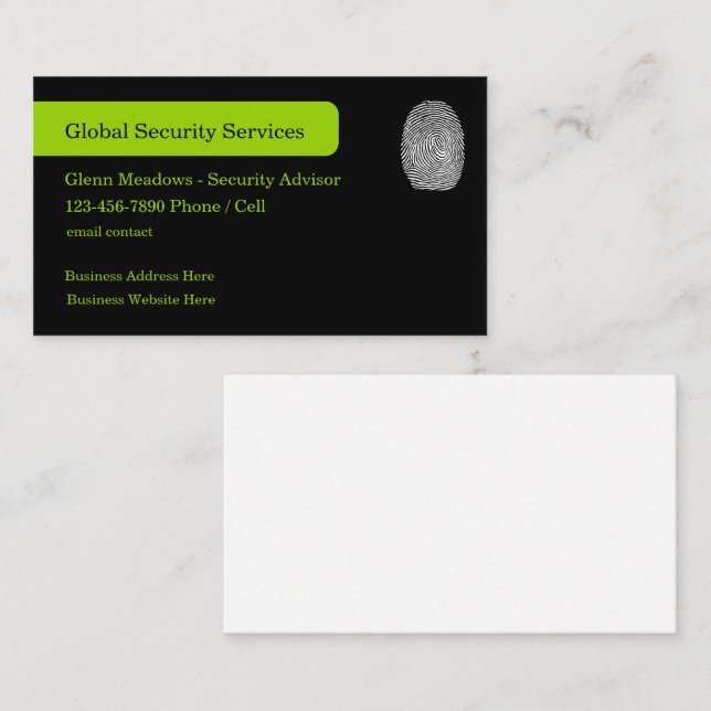 Modern Security Services Fingerprint Theme Business Card (Front/Back)