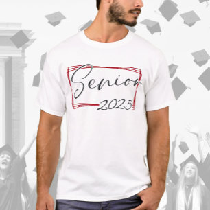Modern Senior 2025 Red Script T-Shirt