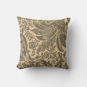 Modern Sepia Tan Botanical Monogram Cushion