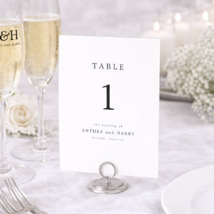 Modern Serif Editorial Wedding Table Number Card