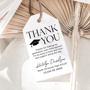 Modern Serif Thank You Class of 2026 Grad Favour Gift Tags