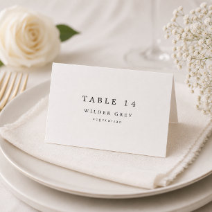 Modern Serif Wedding Place Cards With Meal Choice