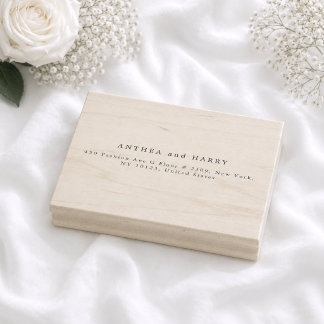 Modern Serif Wedding Return Address Rubber Stamp