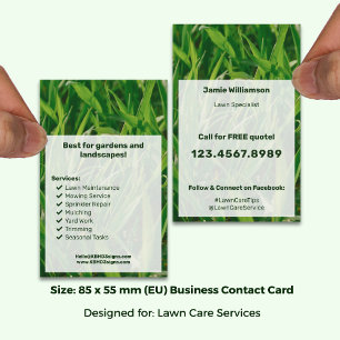 Modern Service List Call to Action Lawn Care Business Card