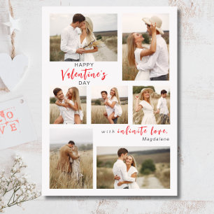 Modern seven Photo collage Valentine's Day    Holiday Card