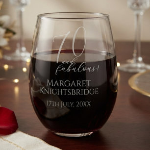 Modern Seventy and Fabulous 70th Birthday Party Stemless Wine Glass