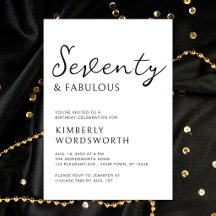 Modern Seventy and Fabulous Script 70th Birthday