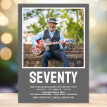 Modern SEVENTY Photo 70th Birthday Party Invitation<br><div class="desc">This modern men's 70th Birthday Bold Type Photo Invitation is perfect for celebrating the man in your life who's turning seventy. The word "seventy" is in a fabulous bold cap font in white on grey. You choose the photo which makes this invitation unique to your guest of honour. The templates...</div>