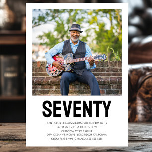 Modern SEVENTY Photo 70th Birthday Party Invitation