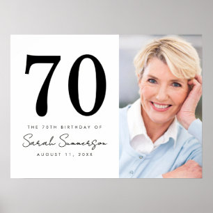 Modern Seveny Black White Photo 70th Birthday Poster