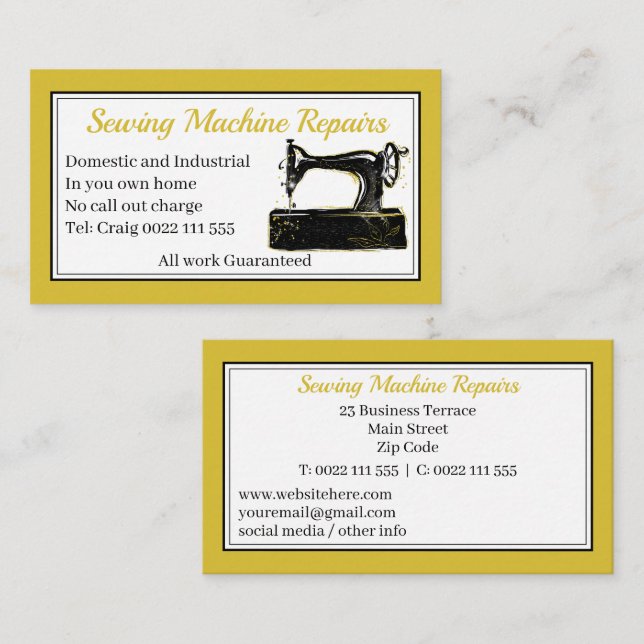 Modern Sewing Machine Repairs  Business Card (Front/Back)