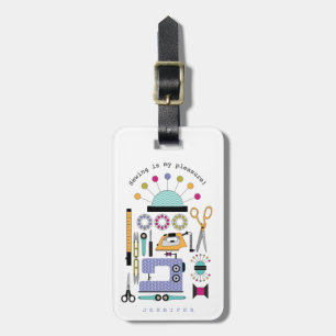 Modern Sewing Supplies and Tools Pattern Luggage Tag
