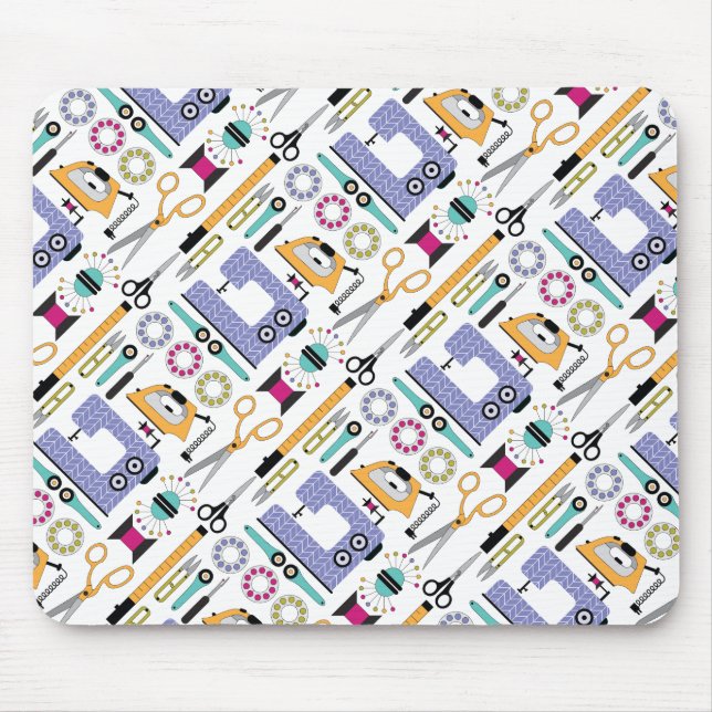 Modern Sewing Supplies and Tools Pattern Mouse Pad (Front)