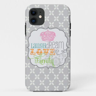Modern Shabby Chic Laugh Dream Love & Family Grey Case-Mate iPhone Case