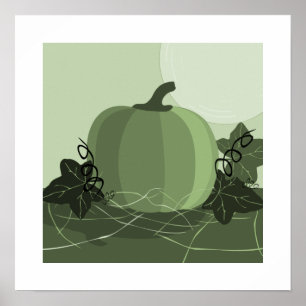 Modern Shades of Green Pumpkin Kitchen Square Poster