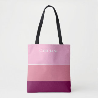 Modern Shades of Pink Personalized Name Tote Bag