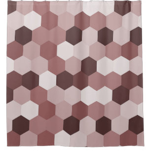 Modern Shades of Reddish Brown Hexagonal Geometric Shower Curtain