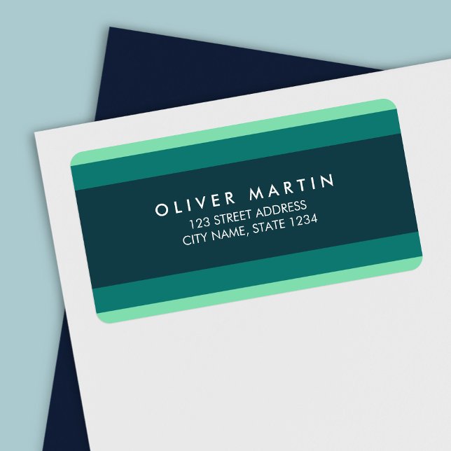 Modern Shades of Teal Green Colour Block Address Label (Creator Uploaded)