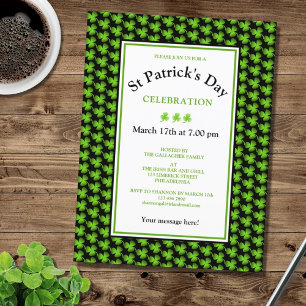 Modern Shamrock St Patrick's Day Party Invitation