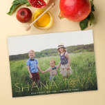 Modern Shana Tova Jewish Holiday Photo Foil<br><div class="desc">This modern Rosh Hashanah holiday photo card features full-bleed photo with the greeting "Shana Tova" and Star of David in gold foil. On the back you will find a navy blue background. Further customise this design by adding another photo and/or text to the back! The gold foil on this card...</div>