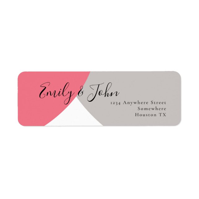 Modern Shape Rose Pink Gray Wedding Return Address (Front)