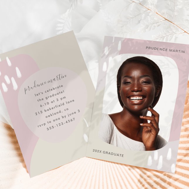 Modern Shapes One Photo Graduation Party Invitatio Invitation (Creator Uploaded)