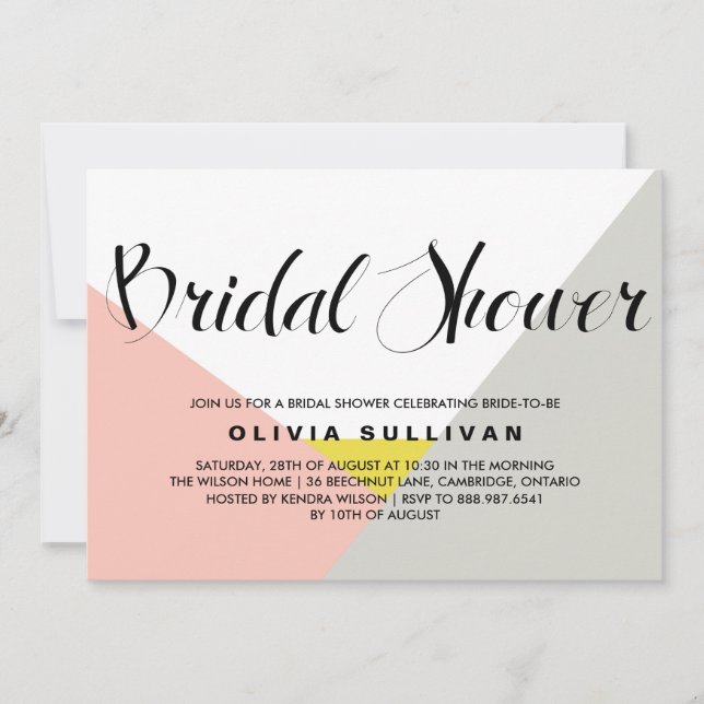 Modern Shapes | Pink Bridal Shower Invitation (Front)