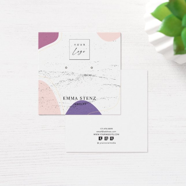 Modern Shapes Textured Earring Stud Square Cards (Desk)