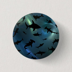Modern shark fish jaws whale under the sea galaxy 3 cm round badge