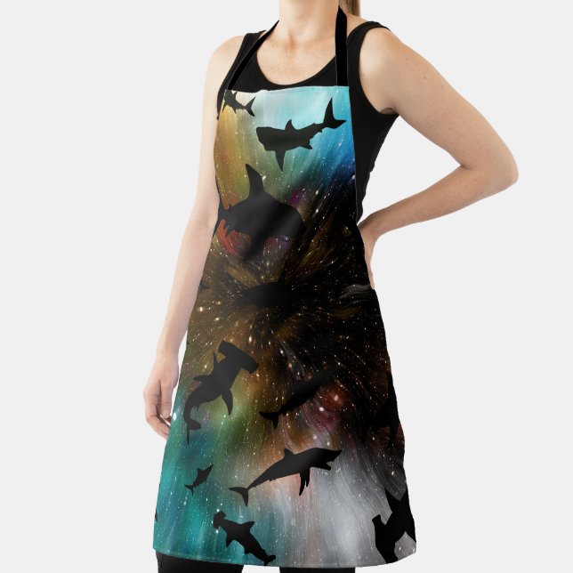 Modern shark fish jaws whale under the sea galaxy apron (Insitu)