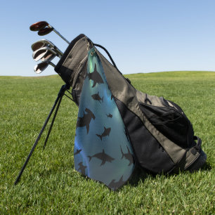 Modern shark fish jaws whale under the sea galaxy golf towel