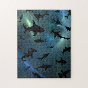 Modern shark fish jaws whale under the sea galaxy jigsaw puzzle