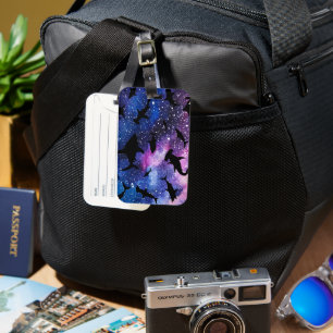 Modern shark fish jaws whale under the sea galaxy luggage tag