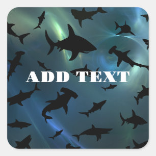 Modern shark fish jaws whale under the sea galaxy square sticker