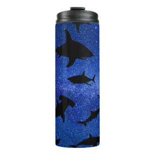Modern shark fish jaws whale under the sea galaxy thermal tumbler
