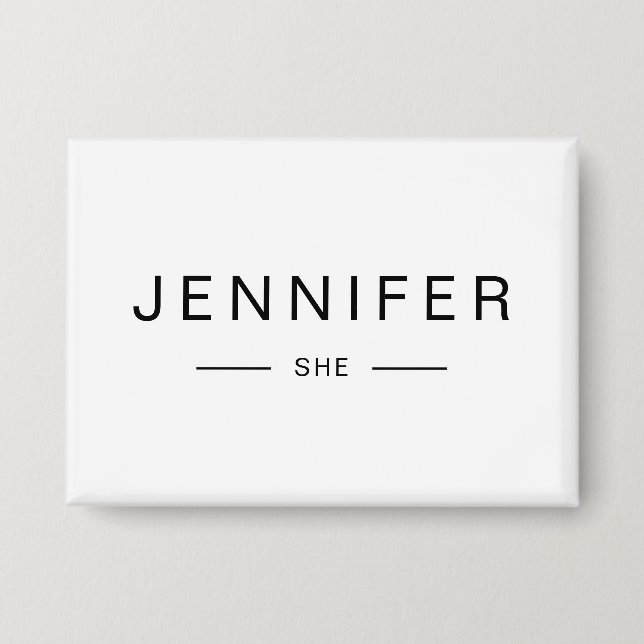 Modern SHE Inspired Personalized Name Button (Front)