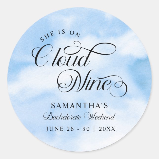 Modern She Is On Cloud 9 Bachelorette Weekend Classic Round Sticker (Front)